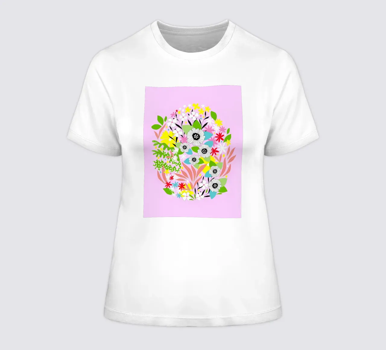Uovo di Pasqua floreale su rosa t-shirt da donna da Dominique Vari