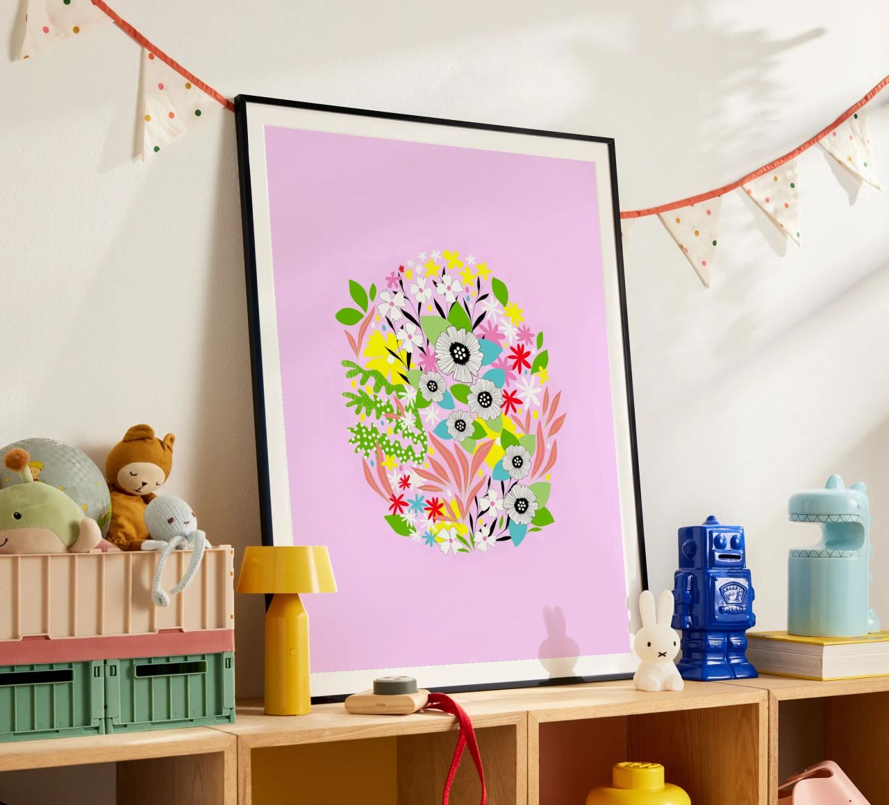 Floral Easter Egg on Pink poster by Dominique Vari