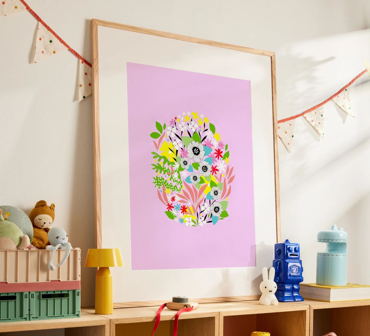 Floral Easter Egg on Pink poster by Dominique Vari