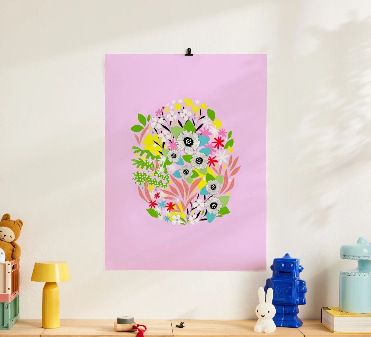 Floral Easter Egg on Pink poster by Dominique Vari