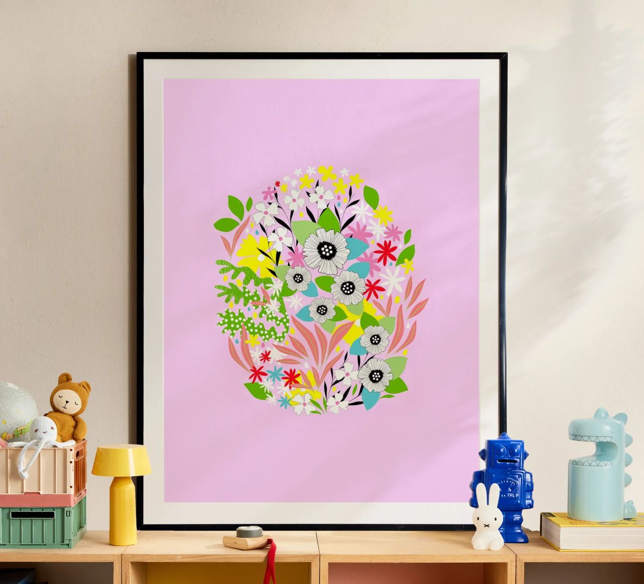 Floral Easter Egg on Pink poster by Dominique Vari