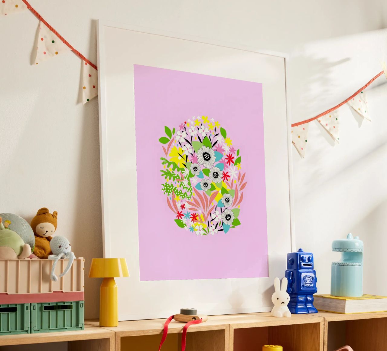 Floral Easter Egg on Pink poster by Dominique Vari