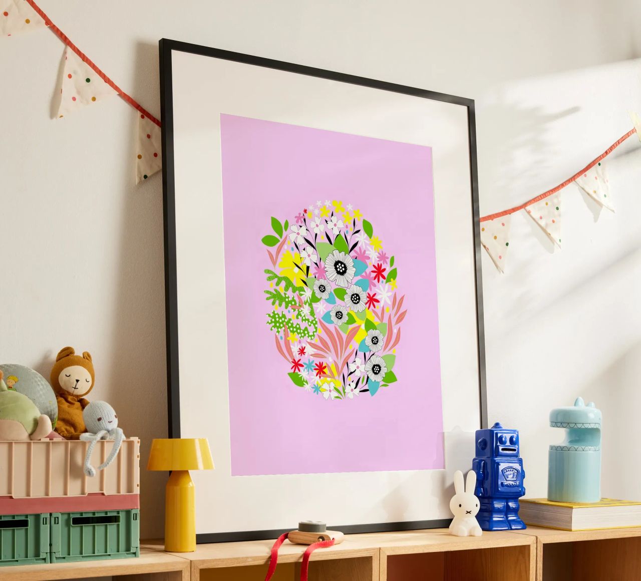 Floral Easter Egg on Pink poster by Dominique Vari