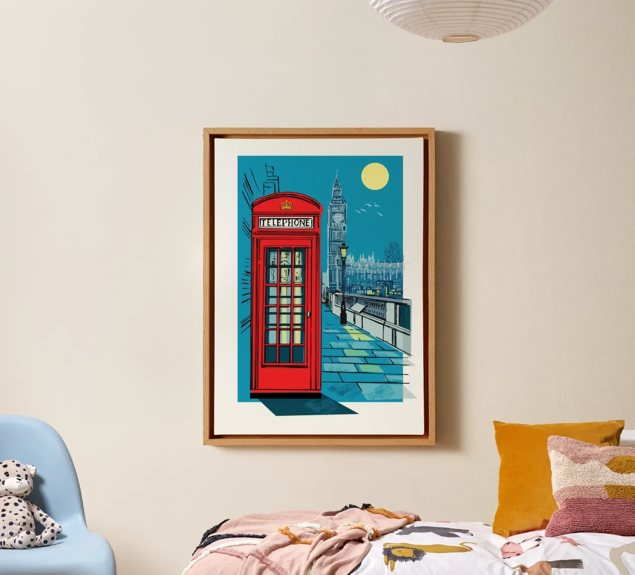 Telefooncel Londen canvas met Baklijst van Rocket68