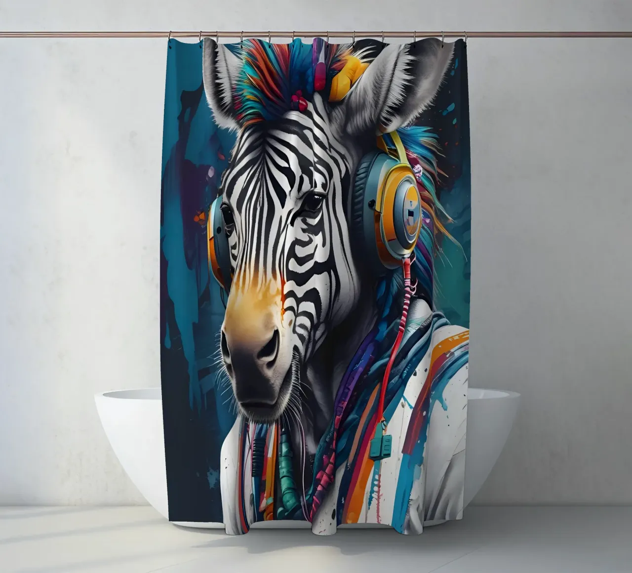 Zebra meloman shower curtain by MakArena