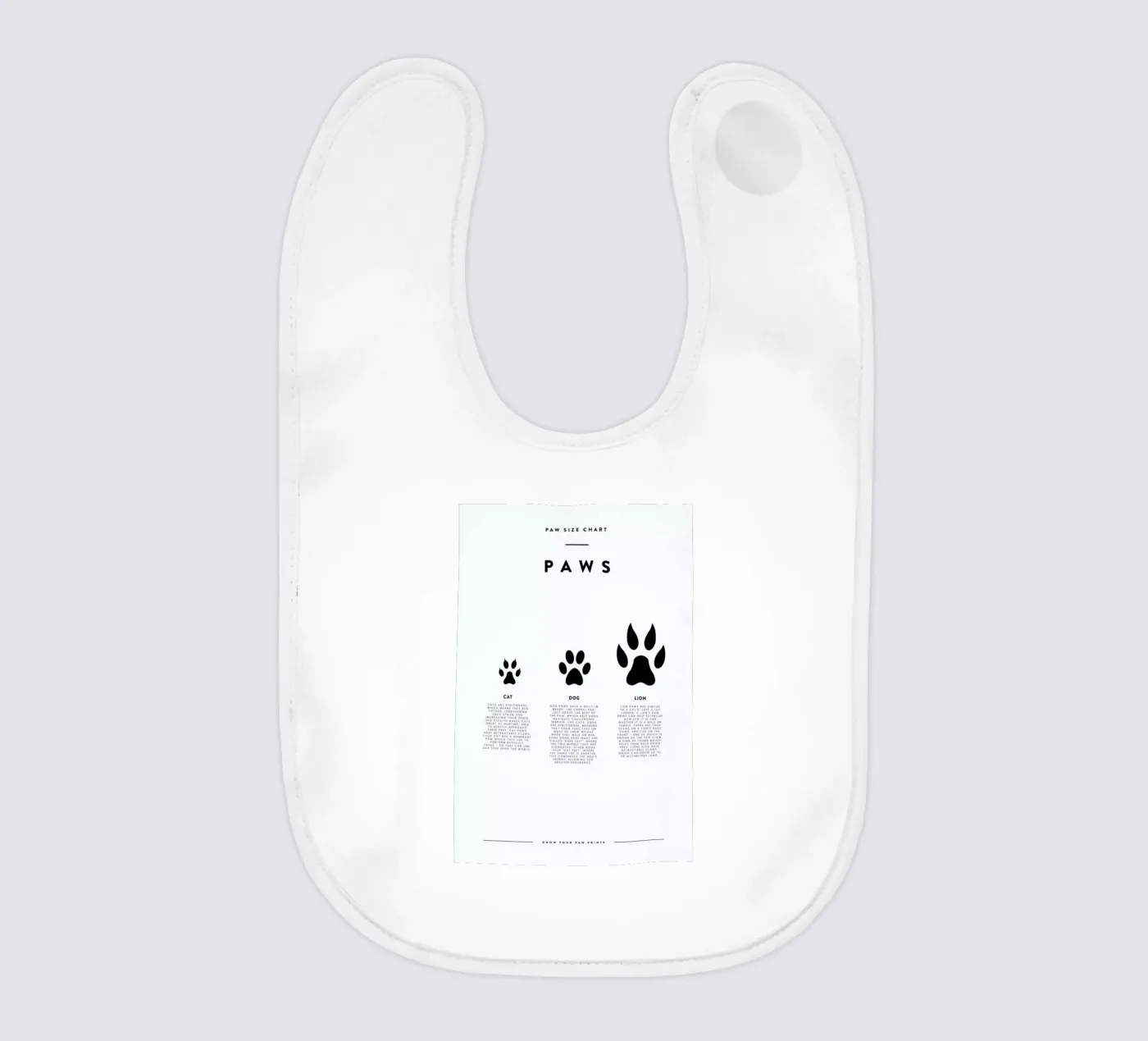 Animal sizing chart bavaglino da daylight design studio