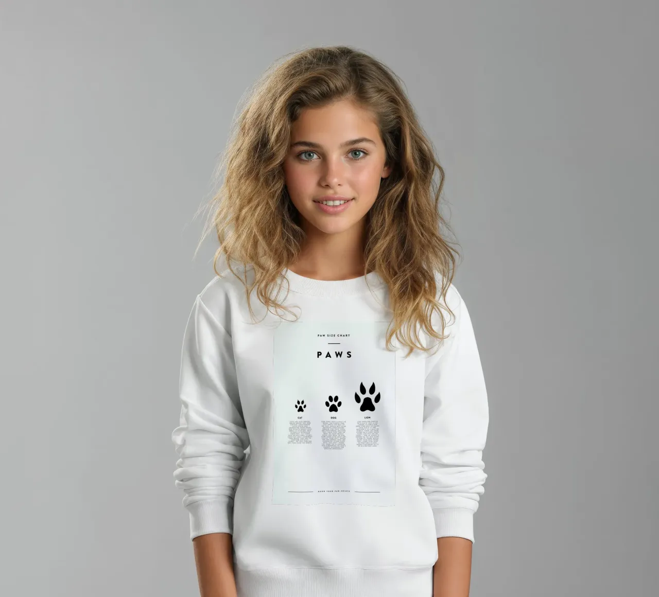 Animal sizing chart felpa bambino da daylight design studio