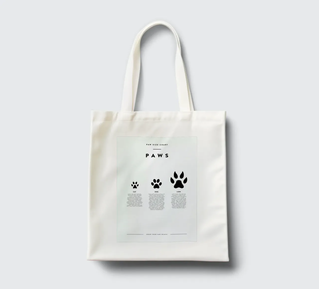 Animal sizing chart borsa in juta da daylight design studio