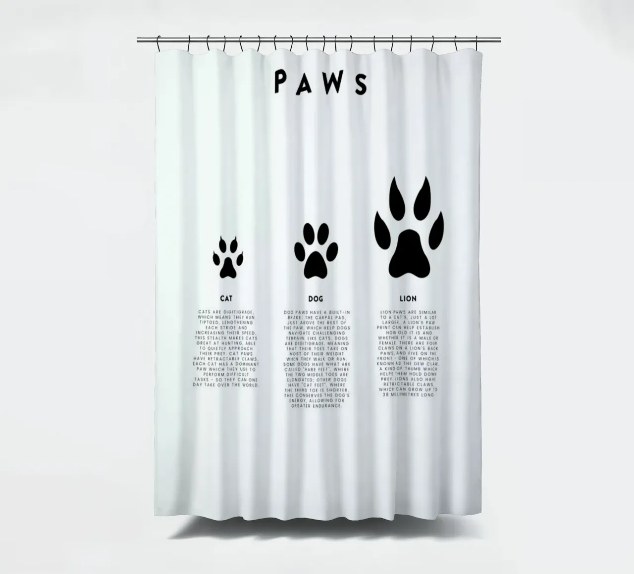 Animal sizing chart tenda da doccia da daylight design studio