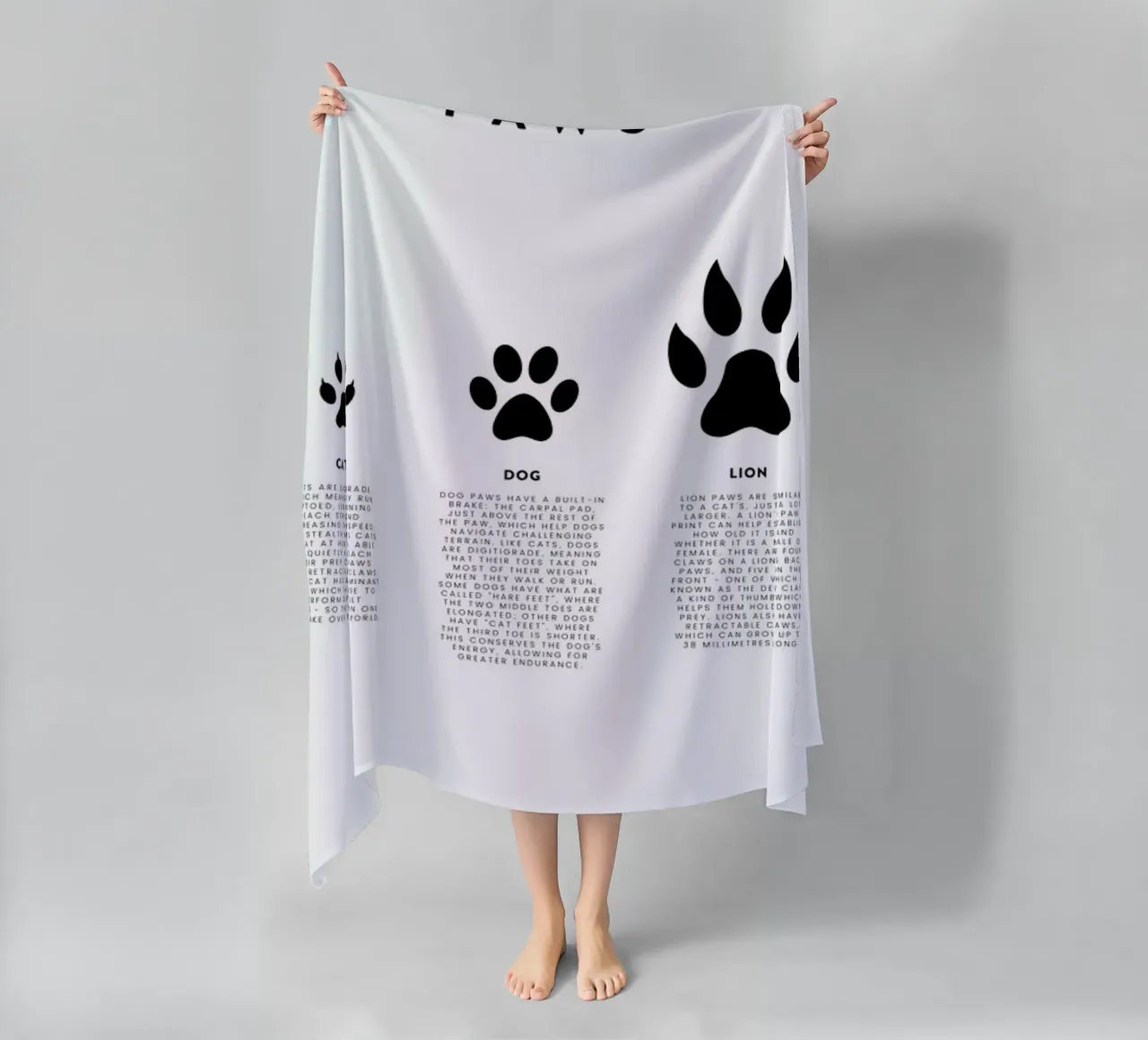 Animal sizing chart telo mare da daylight design studio