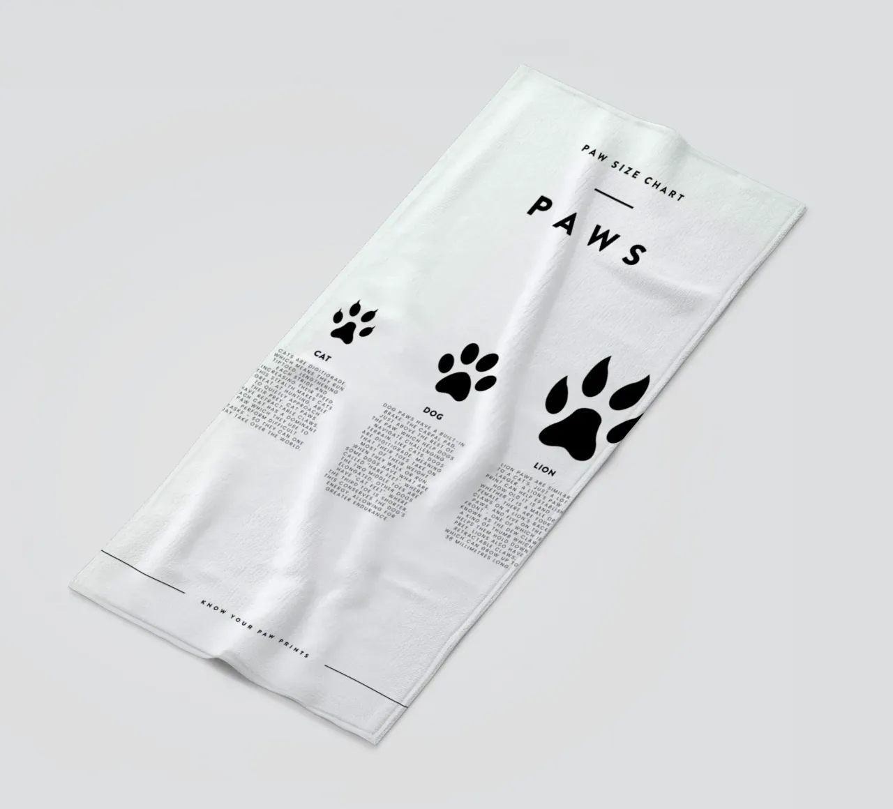 Animal sizing chart telo mare da daylight design studio