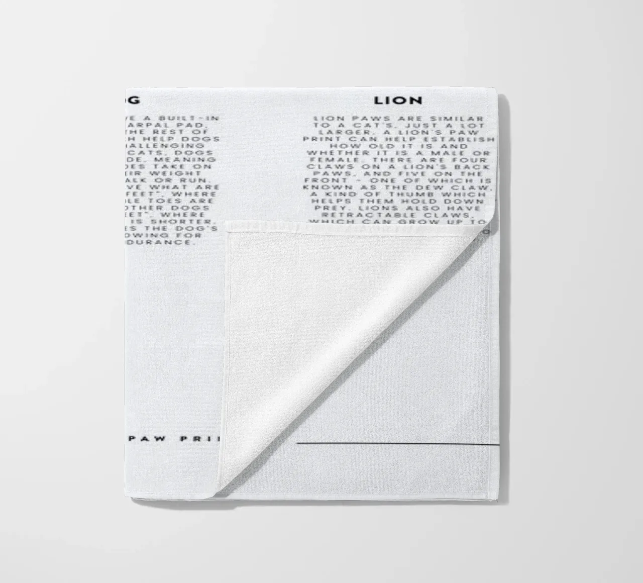 Animal sizing chart telo mare da daylight design studio