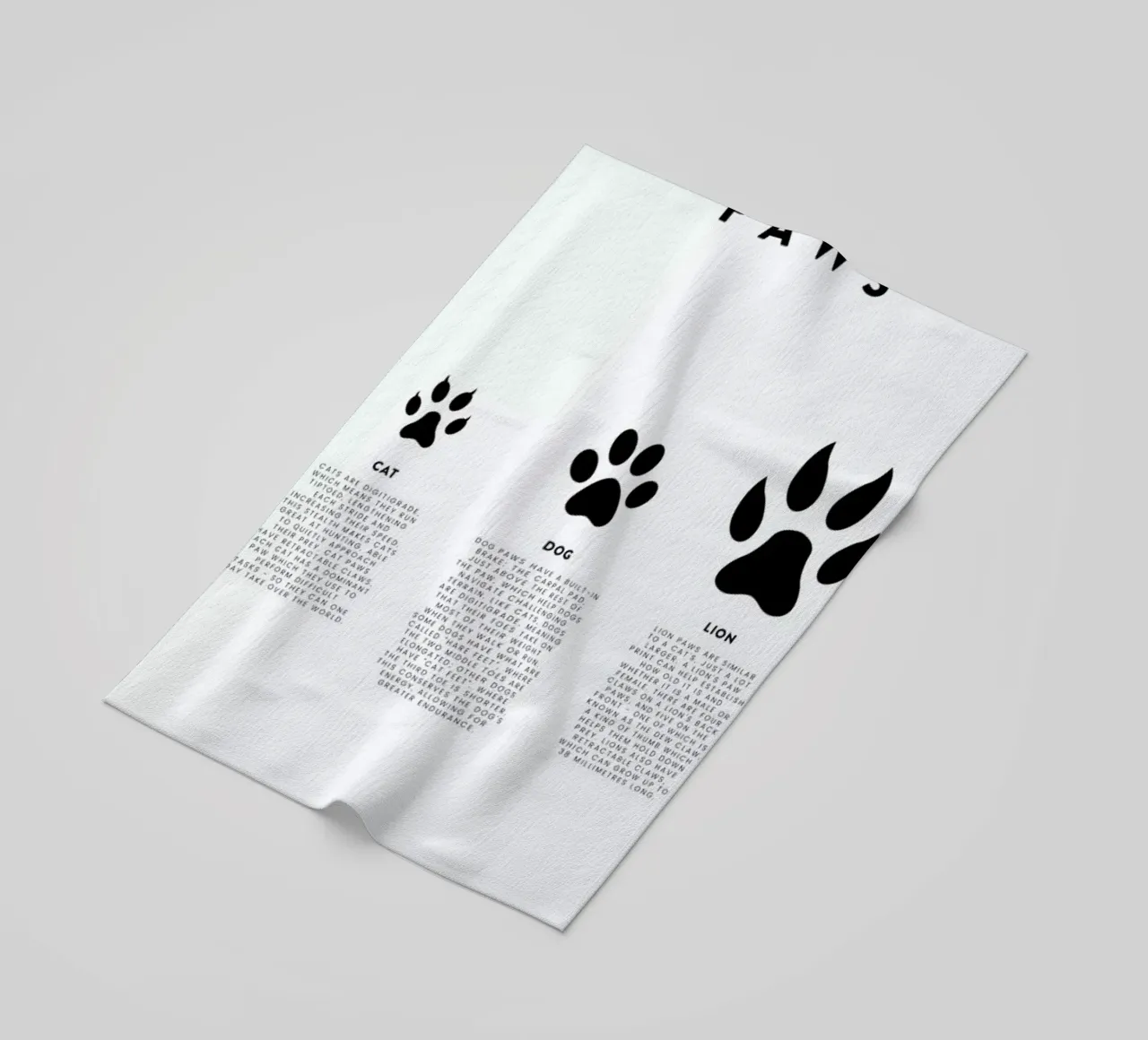 Animal sizing chart telo mare da daylight design studio