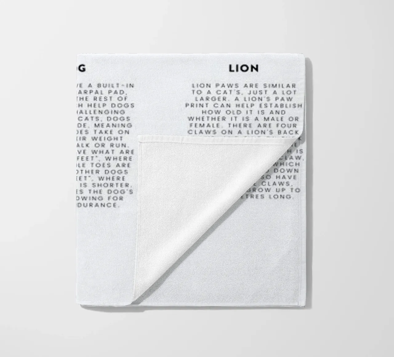 Animal sizing chart telo mare da daylight design studio