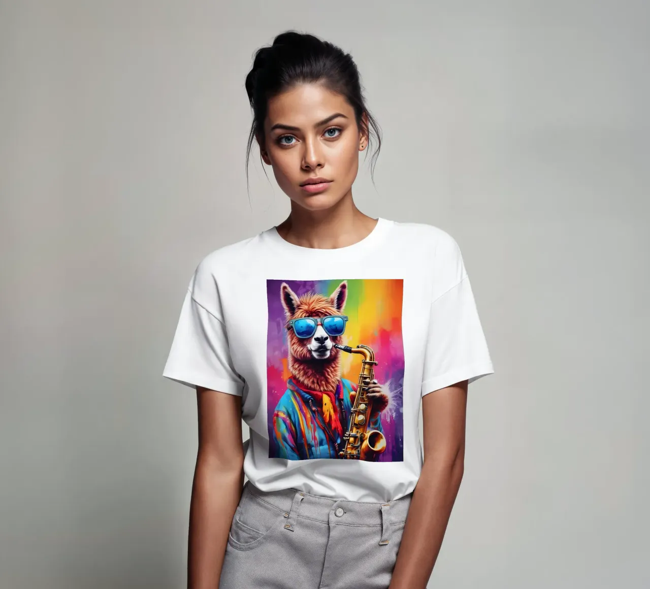 Lama che suona il sassofono t-shirt da MakArena