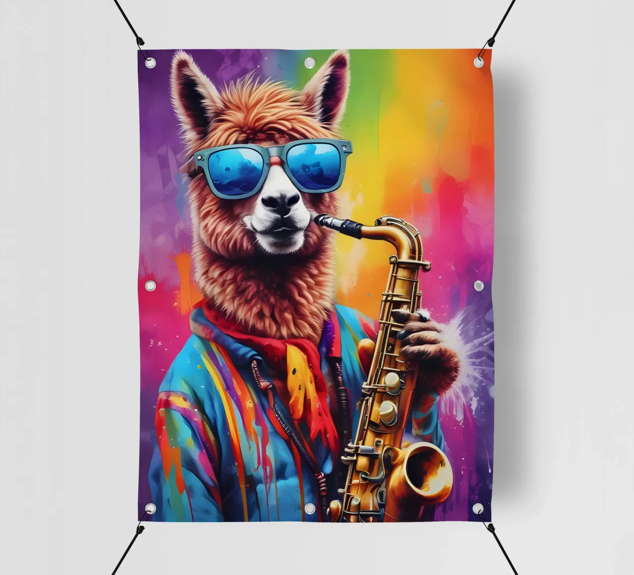 Lama che suona il sassofono telo in pvc da MakArena