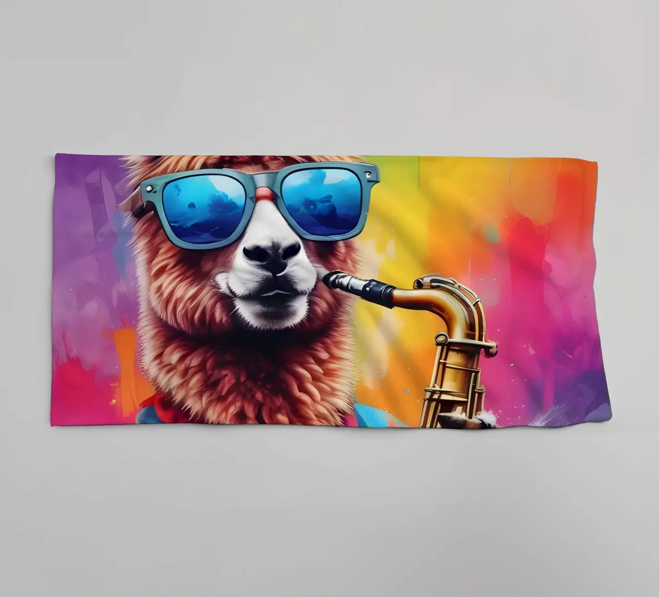 Lama playing the saxophone towel by MakArena