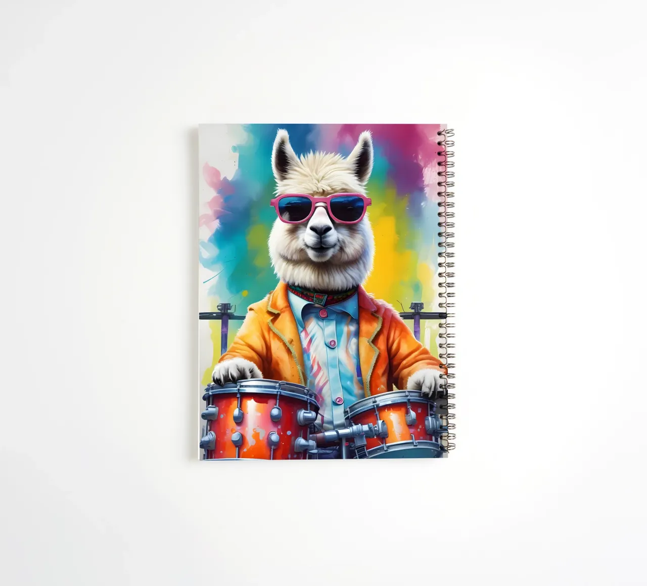 Lama and drums spiral notebook by MakArena