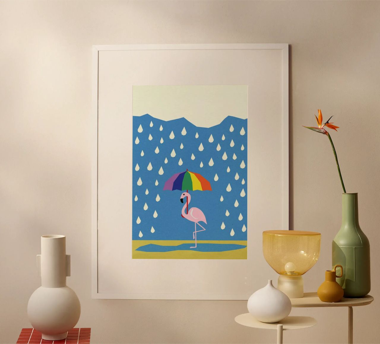 Flamingo de Umbrella Poster von Rosi Feist