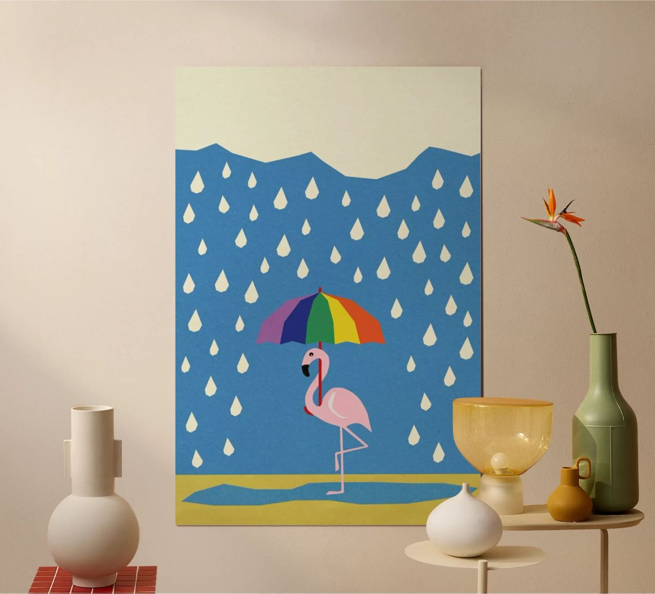 Flamingo de Umbrella Poster von Rosi Feist
