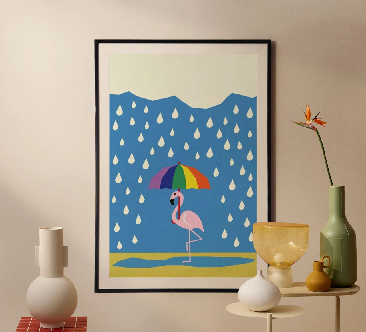Flamingo de Umbrella Poster von Rosi Feist