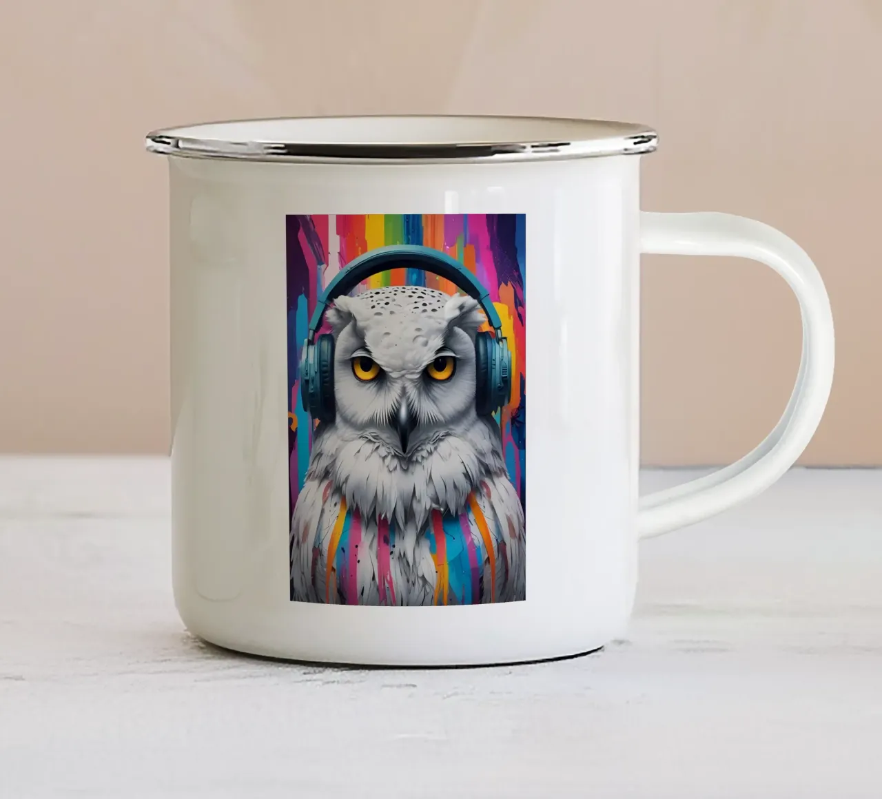 Gufo melomane tazza in smalto da MakArena