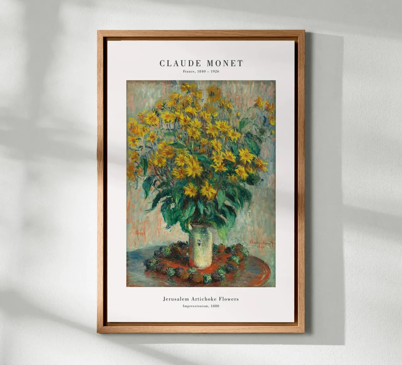 Claude Monet - Bloemen van aardpeer canvas met Baklijst van Old Masters