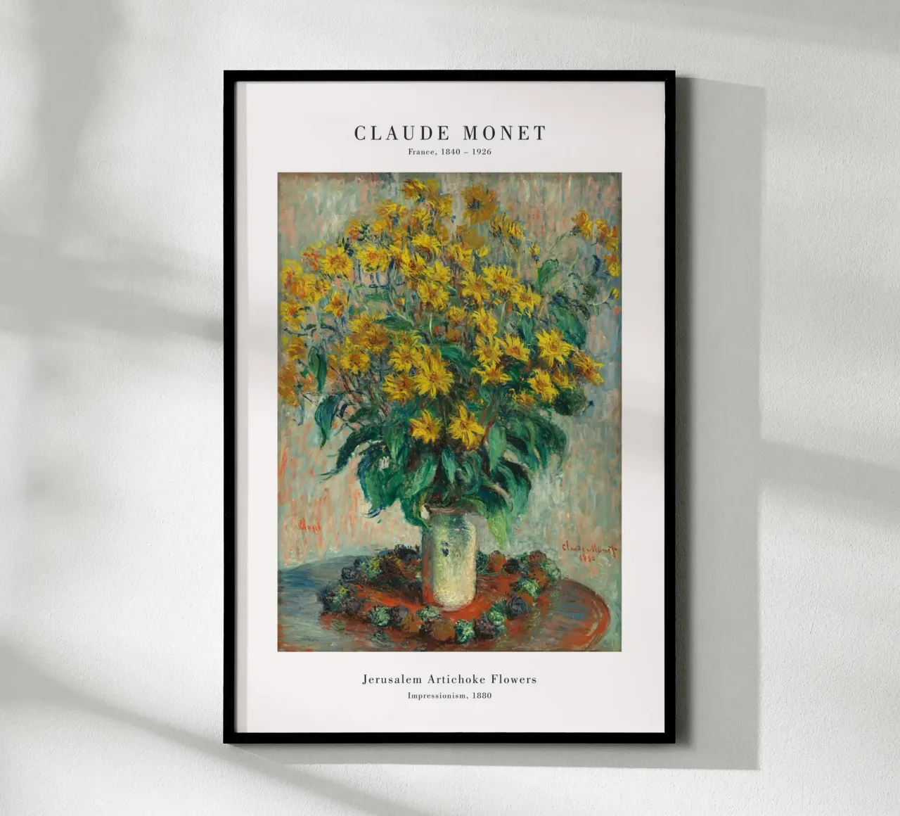 Claude Monet - Fiori di topinambur poster con telaio in plastica da Old Masters