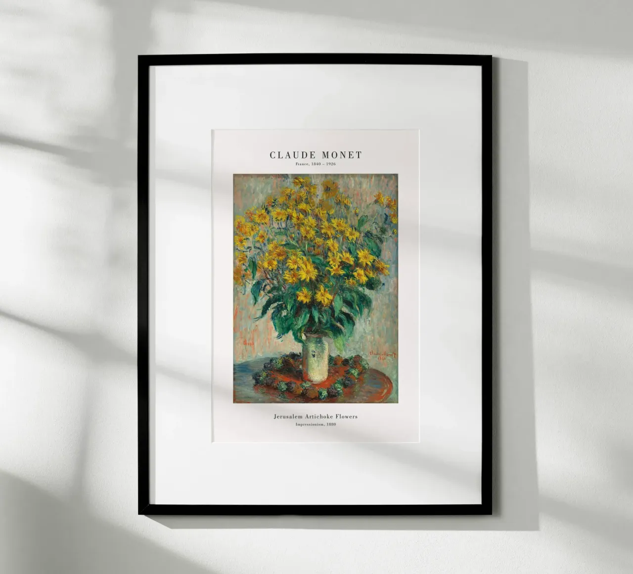 Claude Monet - Fiori di topinambur poster con telaio in plastica da Old Masters