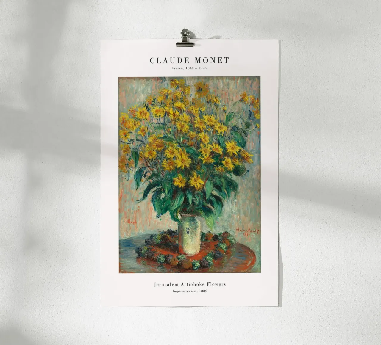 Claude Monet - Fiori di topinambur poster con telaio in plastica da Old Masters