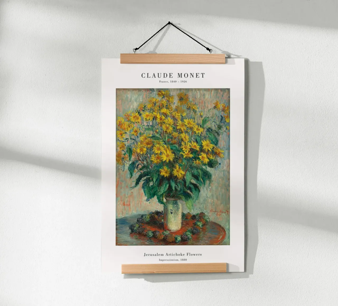 Claude Monet - Fiori di topinambur poster con telaio in plastica da Old Masters