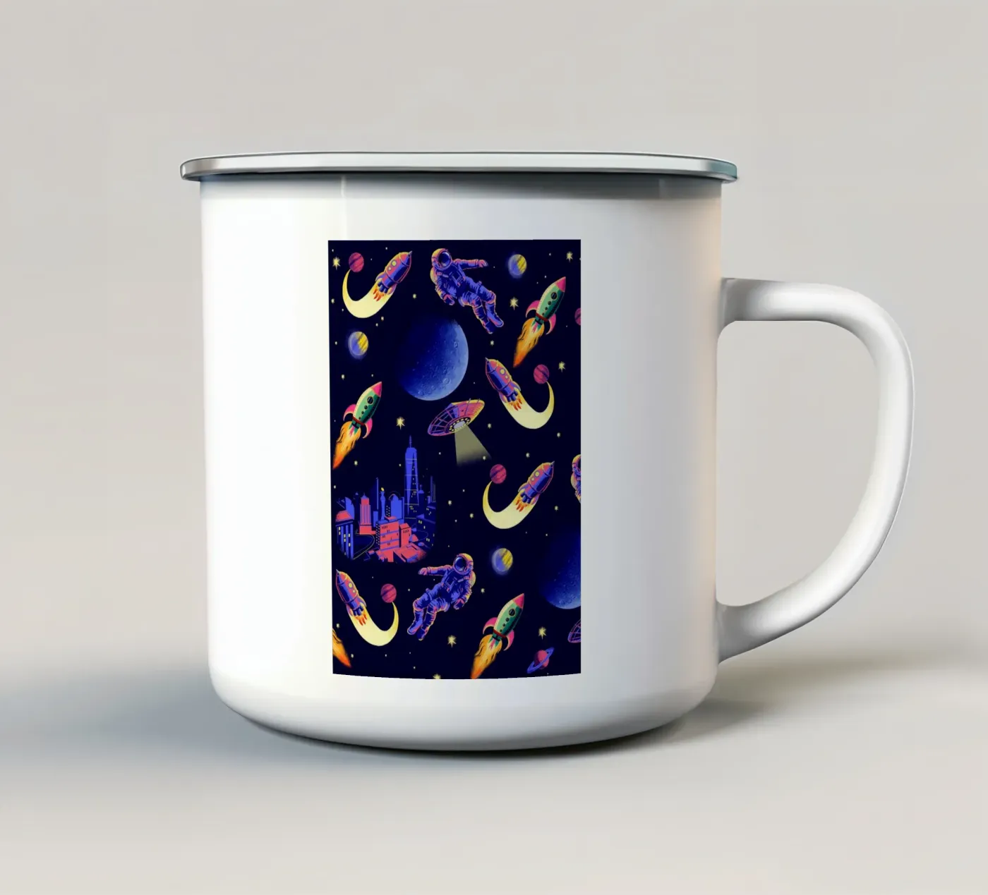 Space Pattern enamel mug by Rocket68