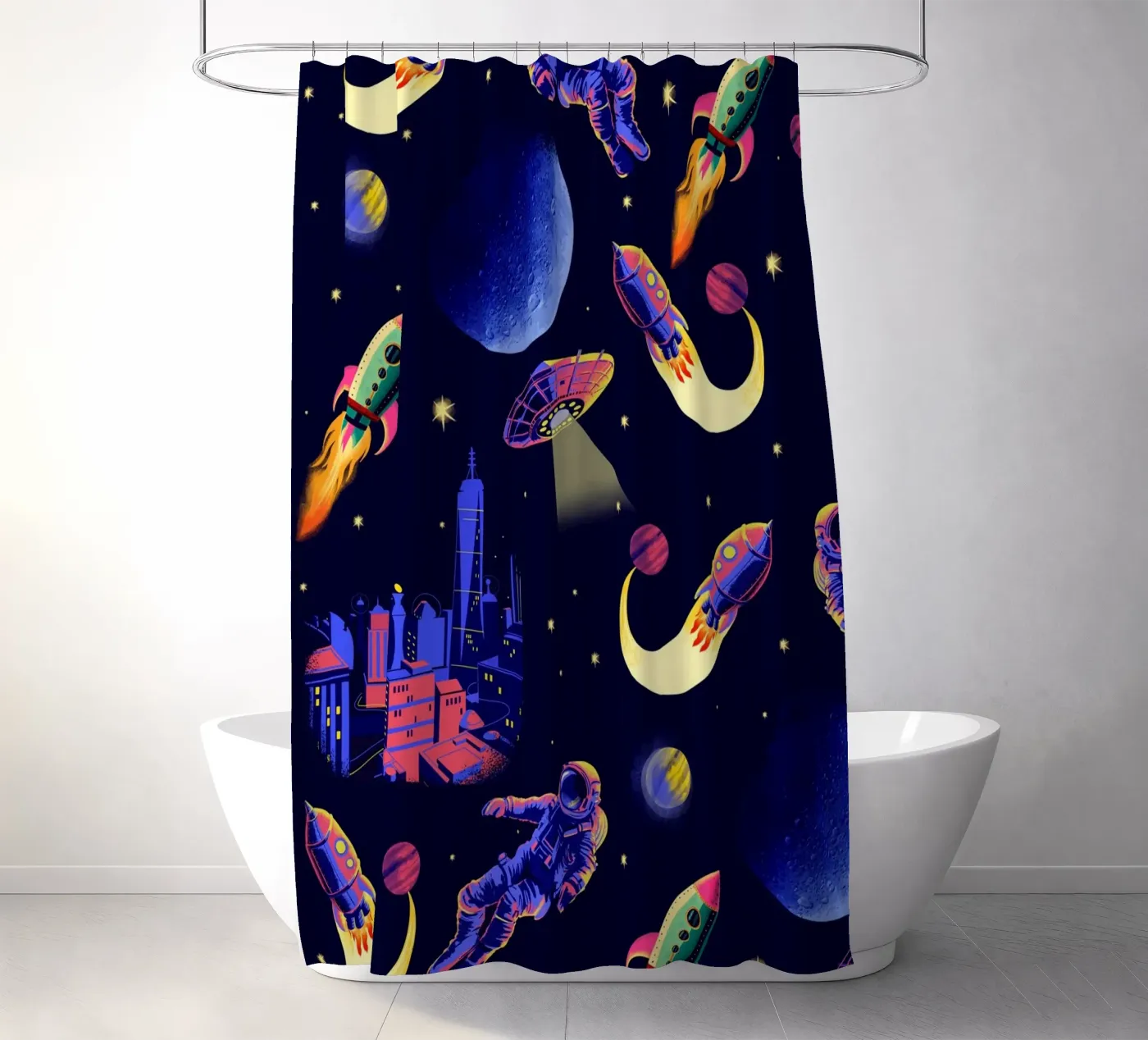 Space Pattern shower curtain by Rocket68
