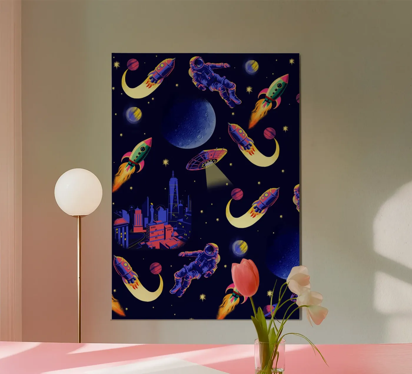 Ruimtepatroon poster van Rocket68