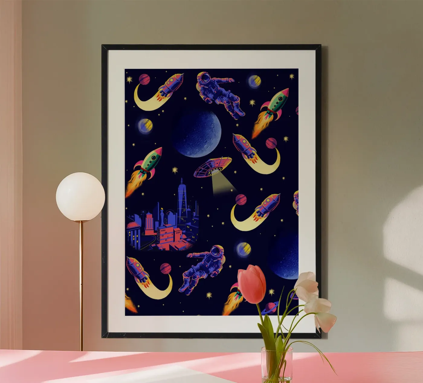 Ruimtepatroon poster van Rocket68