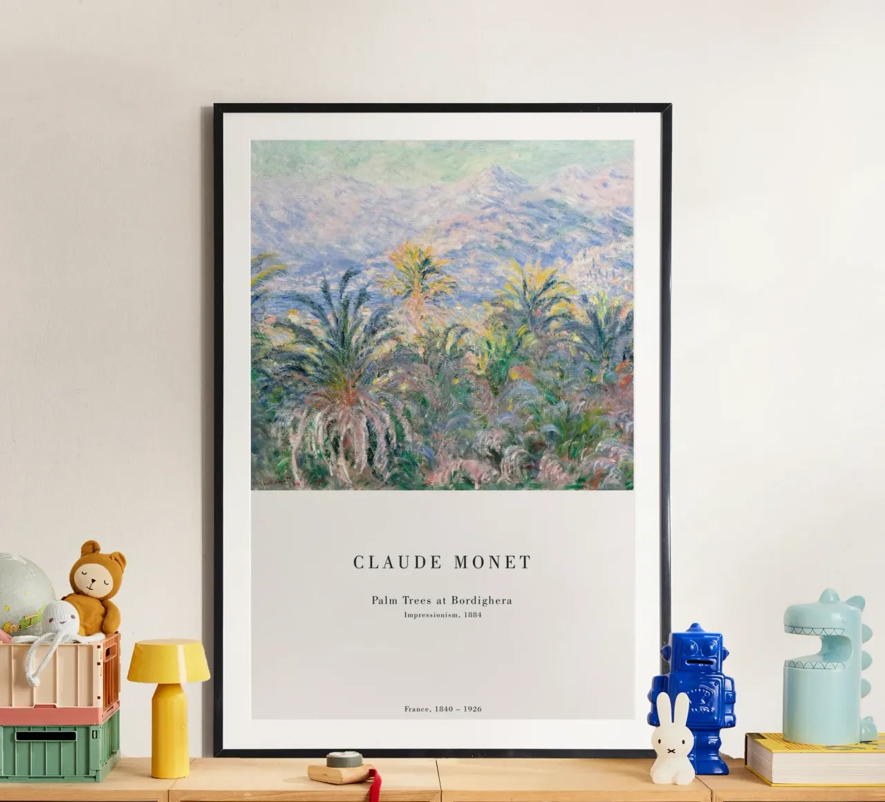 Claude Monet - Palme a Bordighera poster con telaio in legno da Old Masters