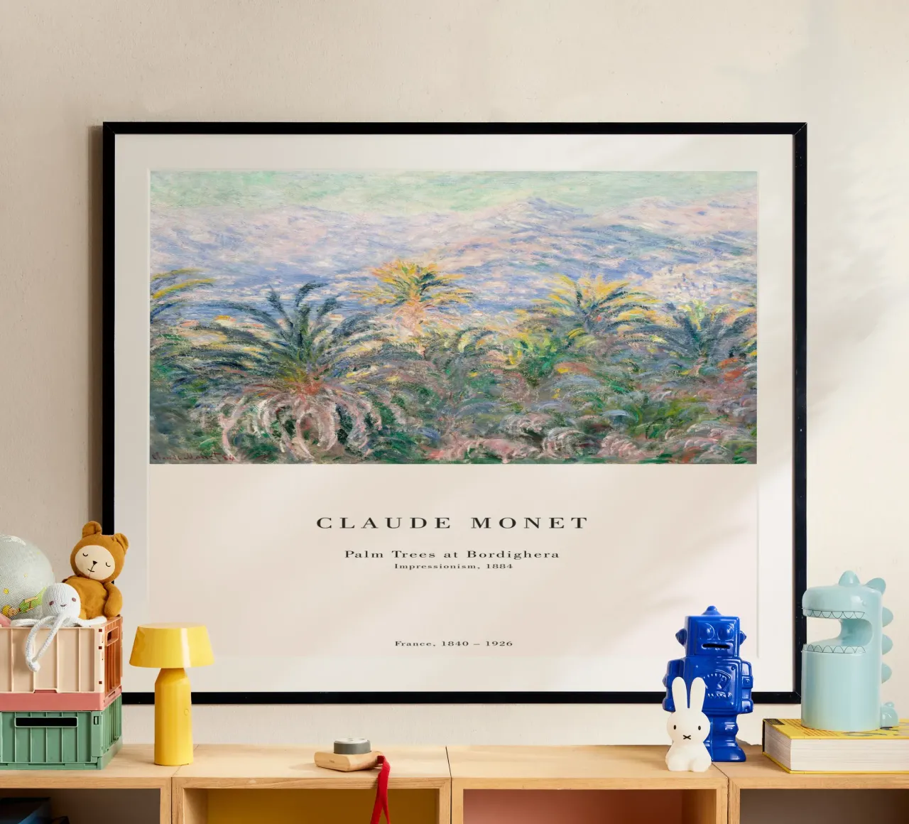 Claude Monet - Palme a Bordighera poster con telaio in legno da Old Masters