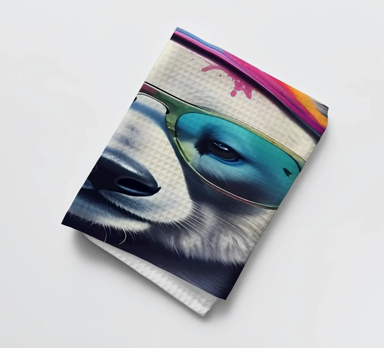 Polar bear meloman tea towel by MakArena