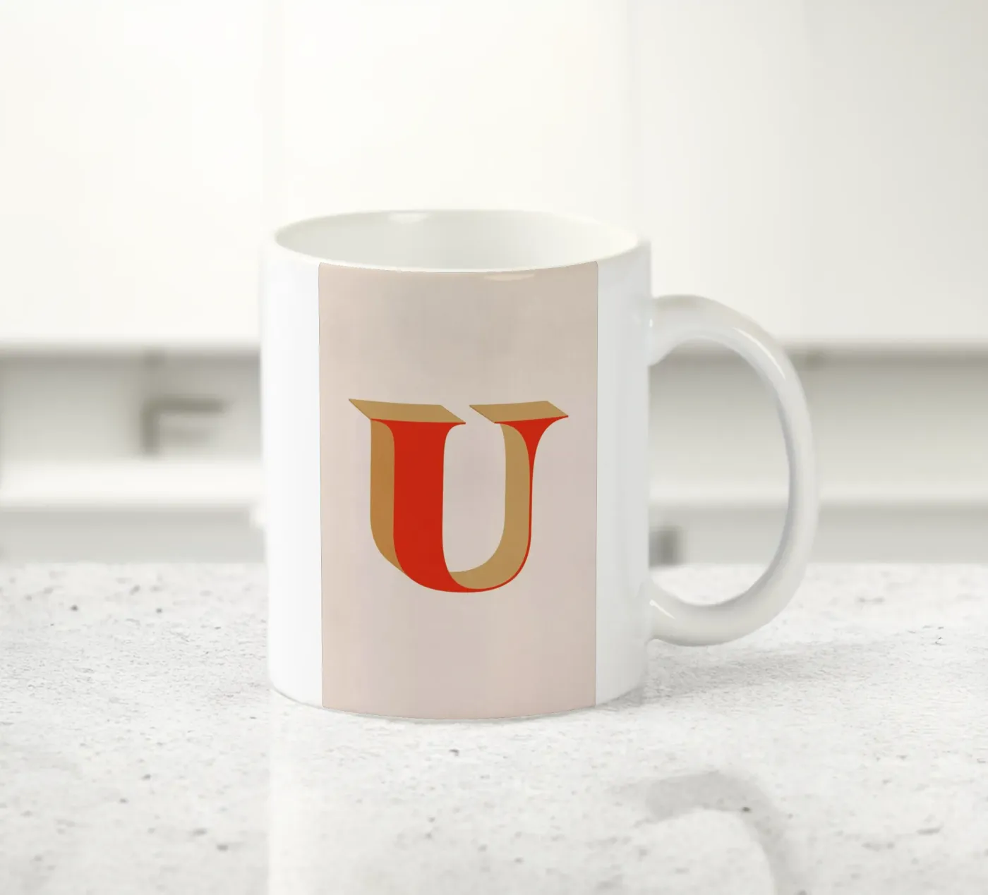 Red U ceramic mug by daylight design studio