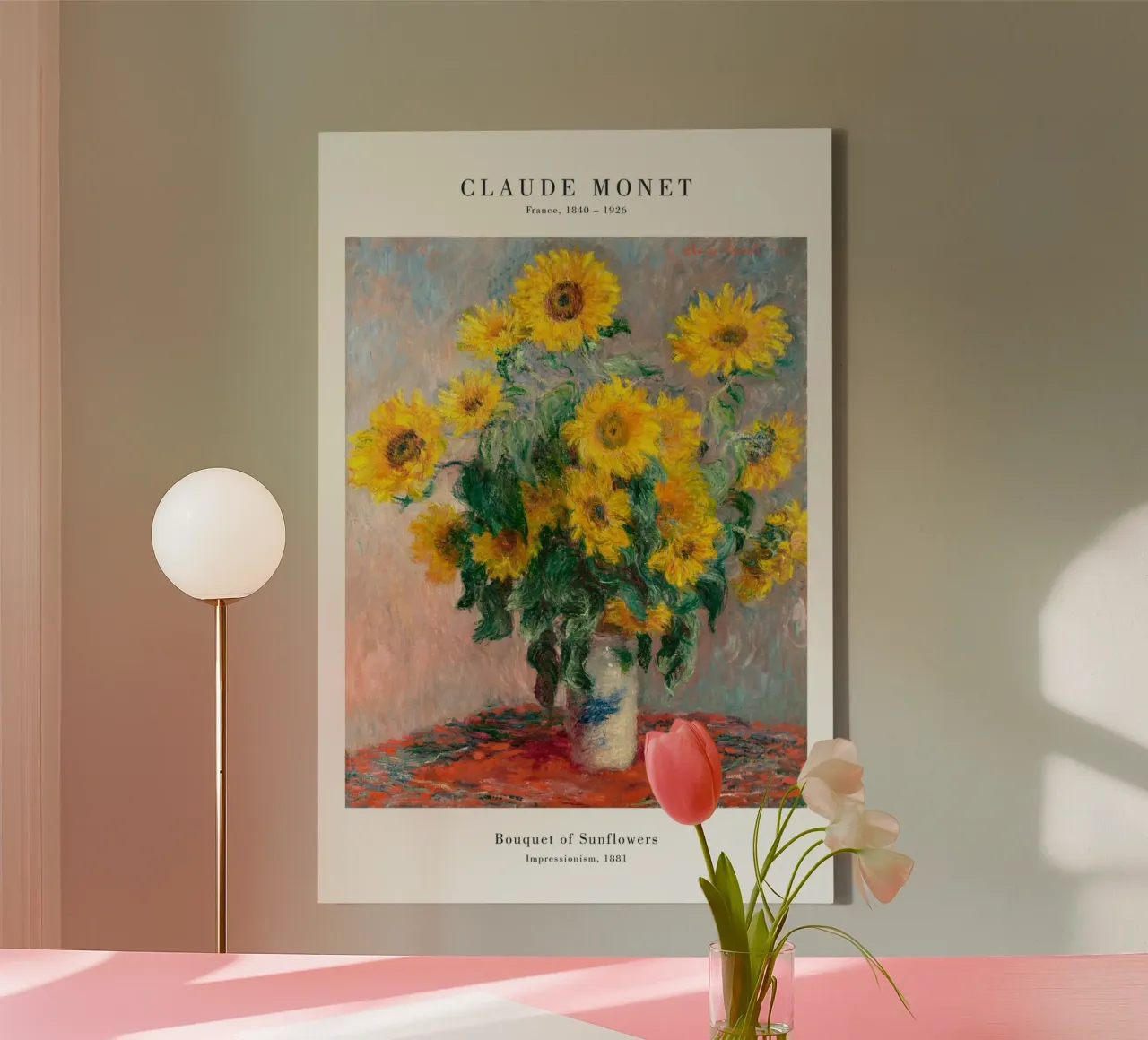 Claude Monet - Zonnebloemen canvas met Baklijst van Old Masters