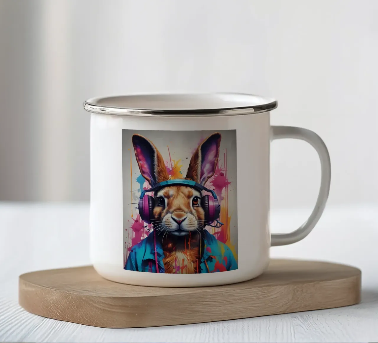 Coniglio melomane tazza in smalto da MakArena