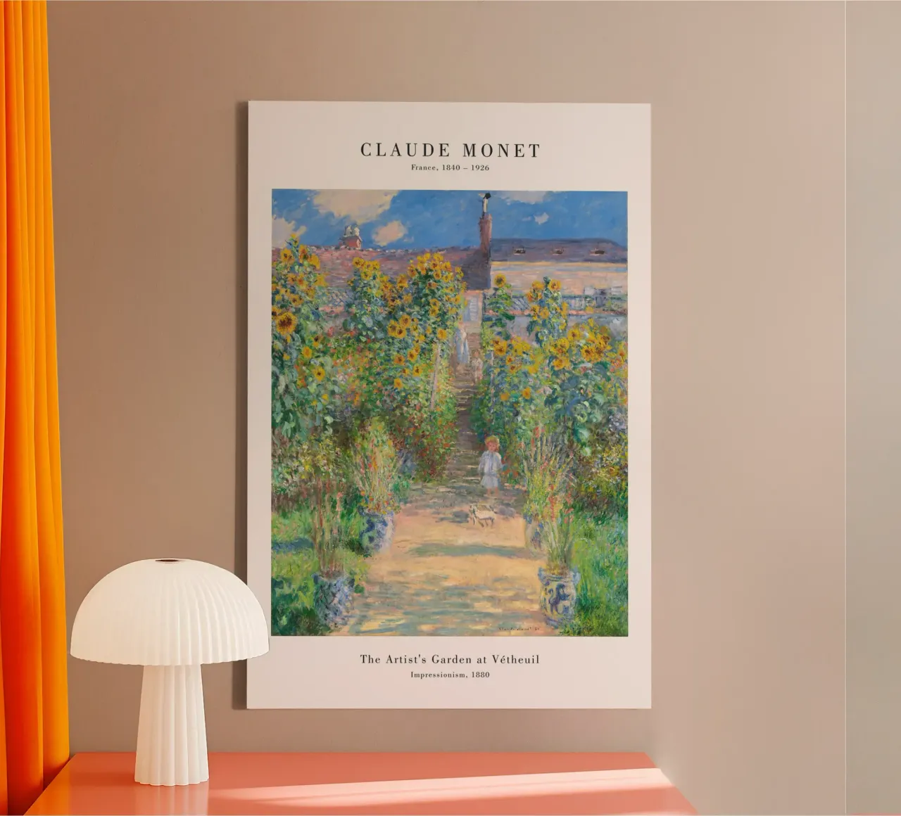 Claude Monet - Il giardino degli artisti a Vetheuil tela con Cornice a cassetta da Old Masters