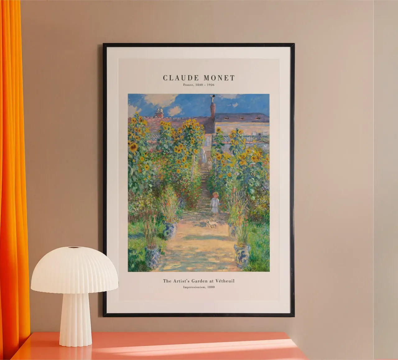Claude Monet - Il giardino degli artisti a Vetheuil poster con telaio in alluminio da Old Masters