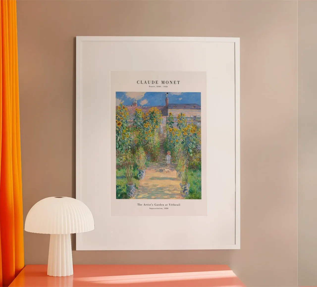 Claude Monet - Il giardino degli artisti a Vetheuil poster con telaio in alluminio da Old Masters
