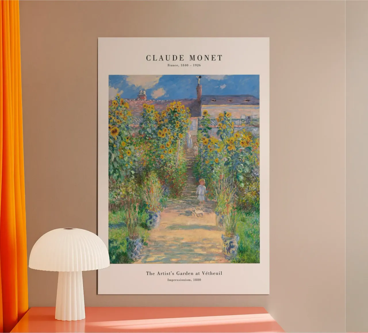 Claude Monet - Il giardino degli artisti a Vetheuil poster con telaio in alluminio da Old Masters