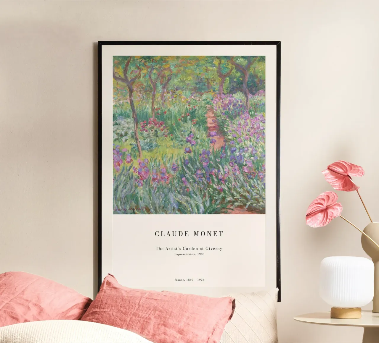 Claude Monet - De kunstenaarstuin in Giverny poster met kunststof frame van Old Masters