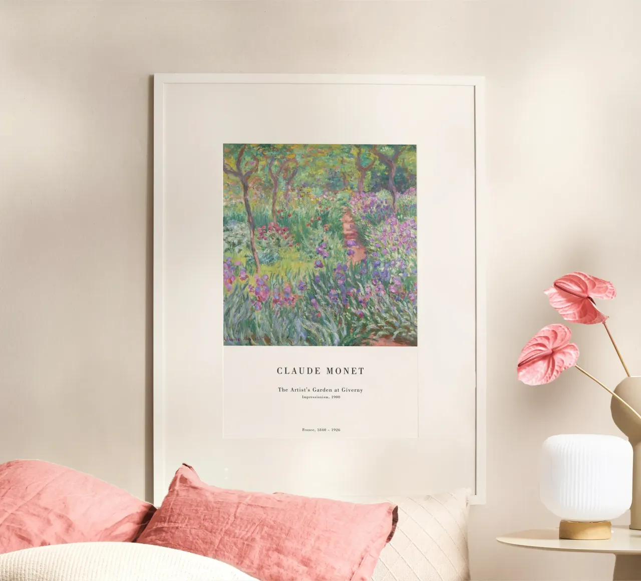 Claude Monet - De kunstenaarstuin in Giverny poster met kunststof frame van Old Masters