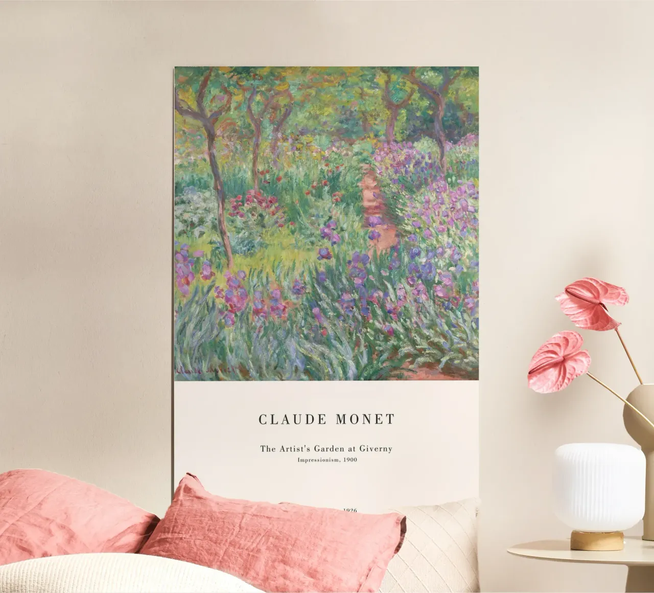 Claude Monet - De kunstenaarstuin in Giverny poster met kunststof frame van Old Masters