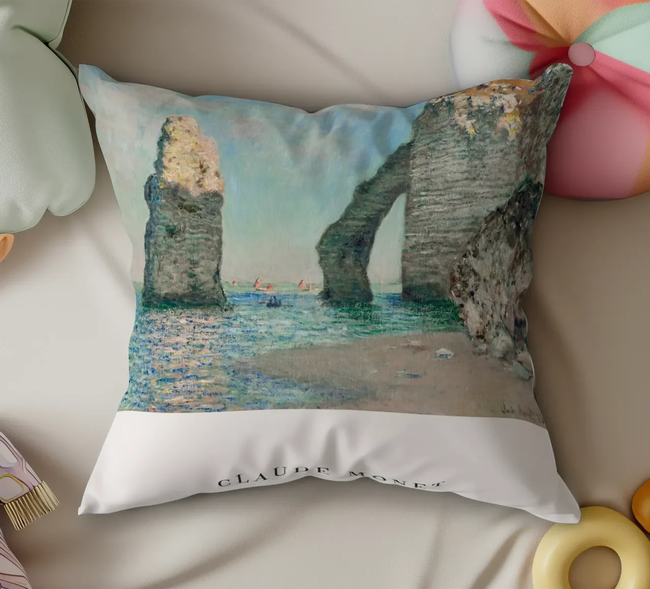 Claude Monet - Scogliere di Étretat cuscino da Old Masters