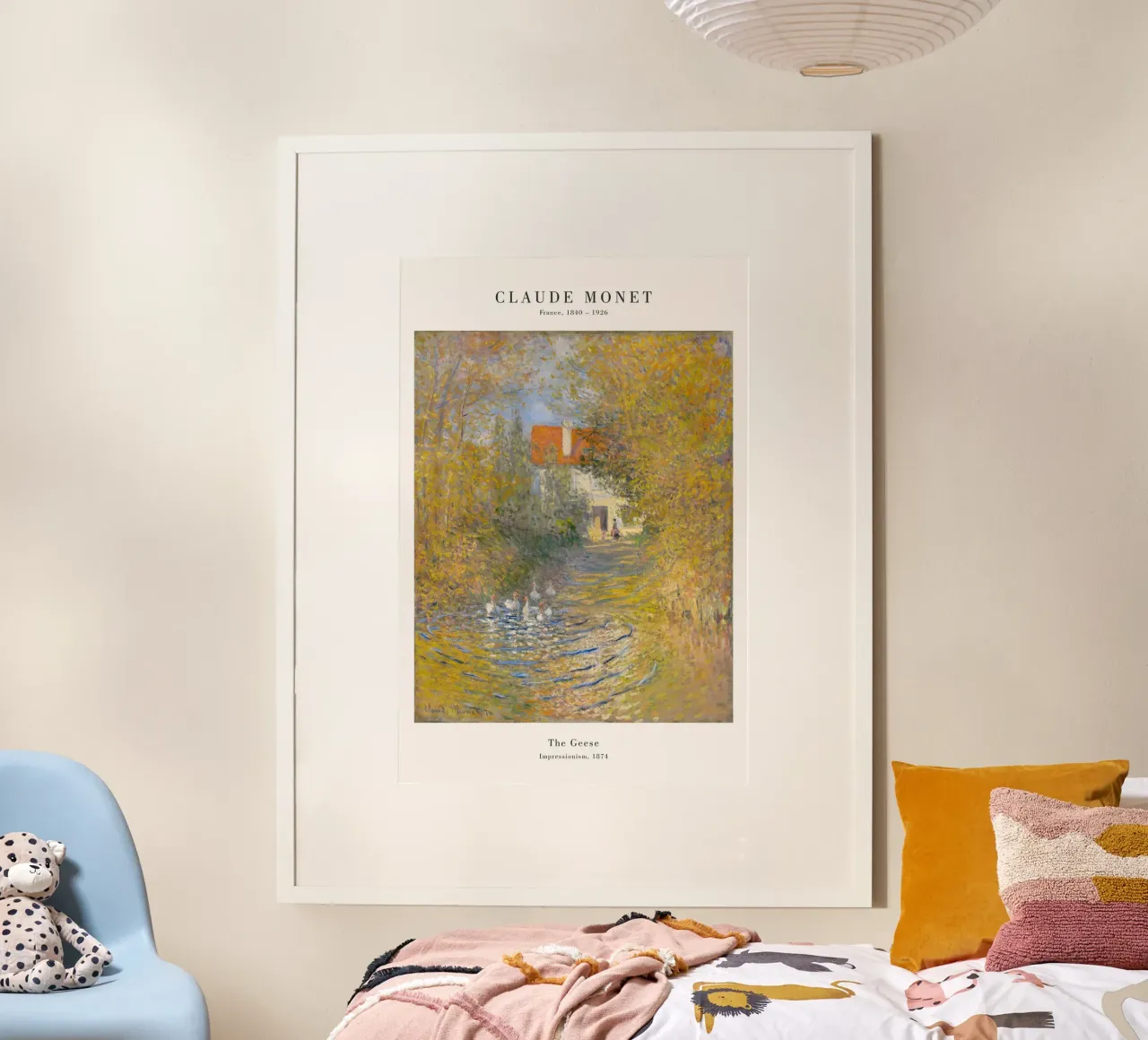 Claude Monet - Los gansos poster con marco de madera de Old Masters